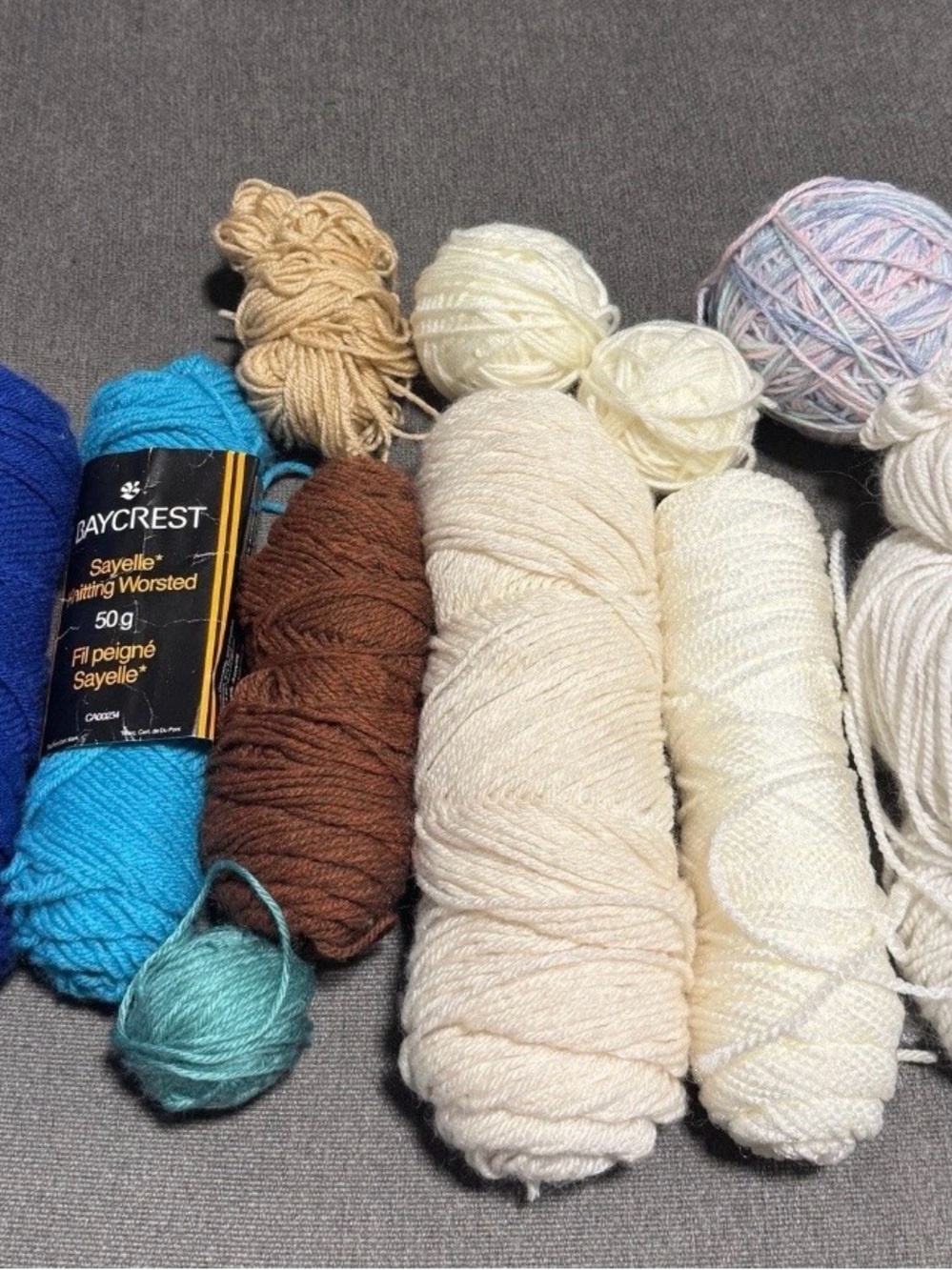 Crest Cream, Blue, Brown & Pastel Yarn Assortment